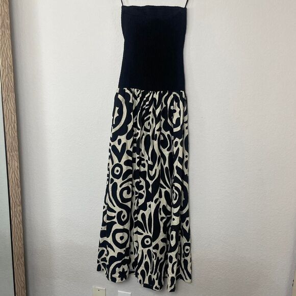 The Wolf Gang Alyss Maxi Dress Noir Floral Black Strapless Low Waisted Sz Small - Picture 6 of 8